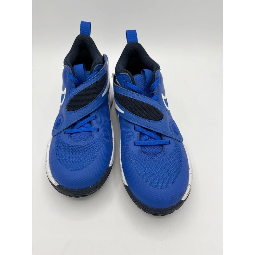 Nike Team Hustle D 11 FlyEase Kid Basketball Shoes Blue White DV8992-400 Size 5Y